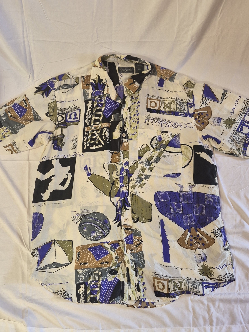 90's Vintage Men's 100% Silk Button Up By Serge Saint Yves Size XL